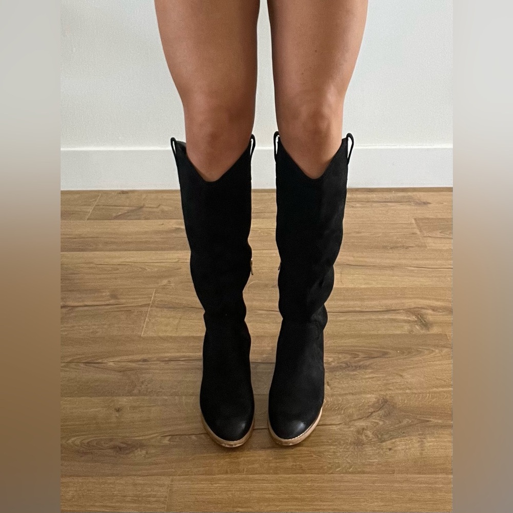 Stacy Faux Suede, size 7.5, black